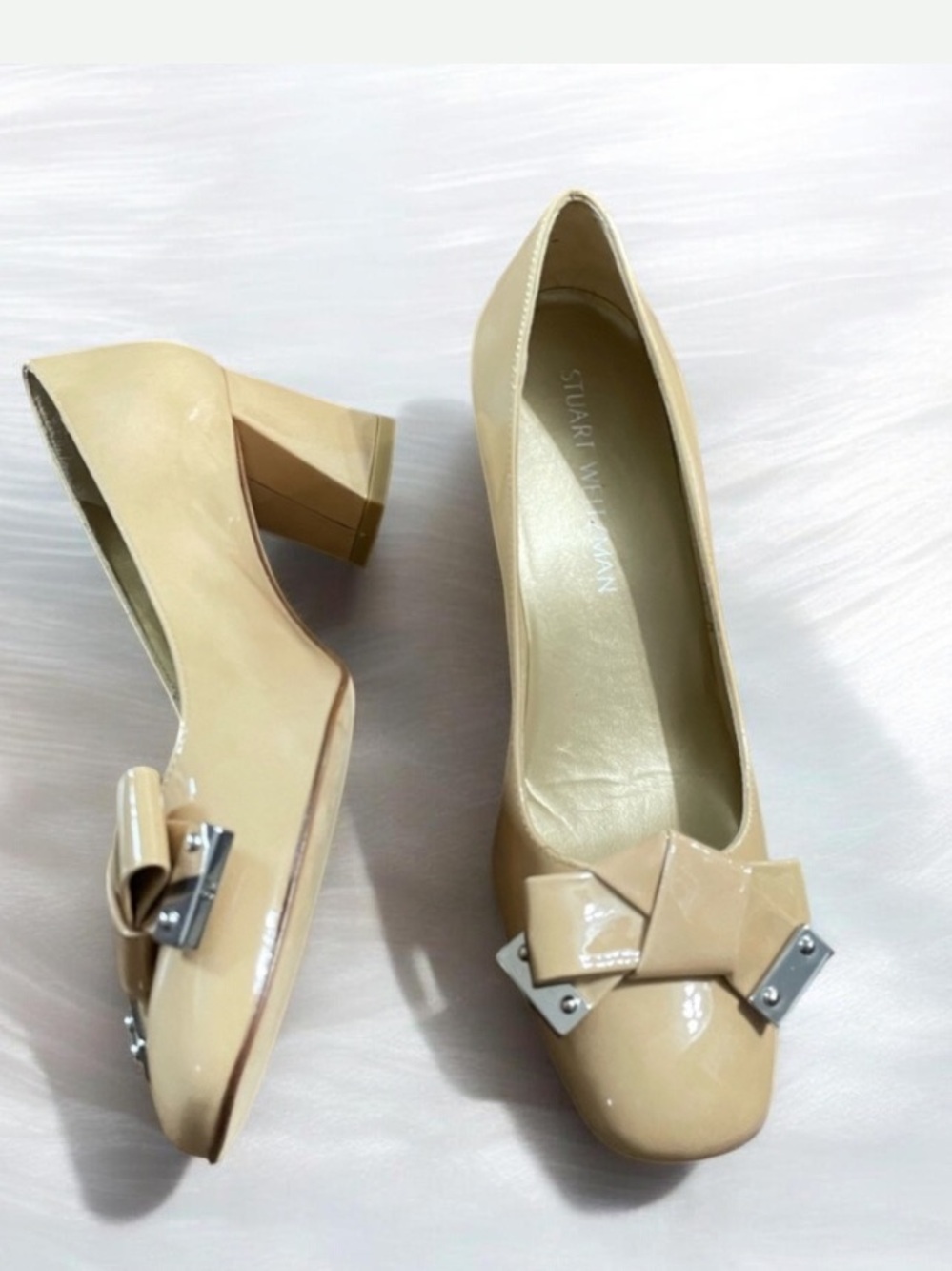 NWOT Stuart Weitzman Blocks Hell Patten Leather Size 7.5
